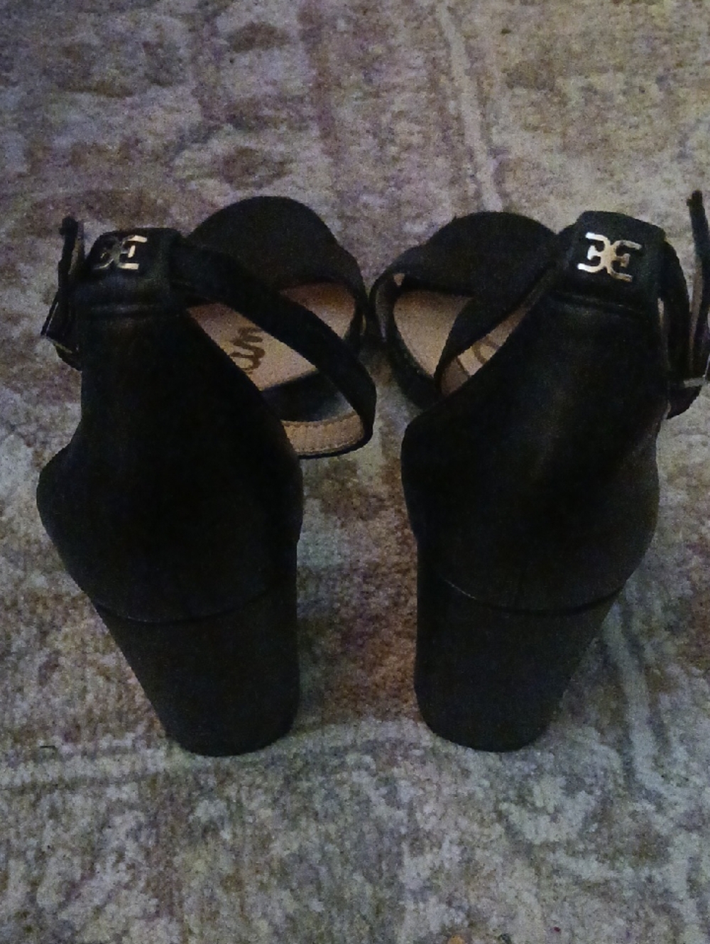 Sam Edelman Black Scalloped Ankle-Strap Sandals - Picture 3 of 4
